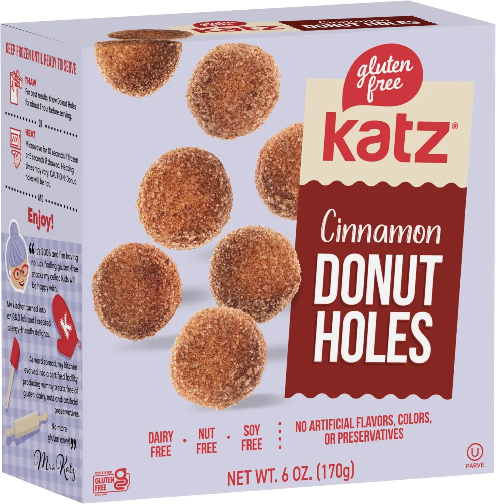 Katz Gluten Free Cinnamon Donut Holes | Dairy Free, Nut Free, Soy Free, Gluten Free | Kosher (1 Pack, 6 Ounce)