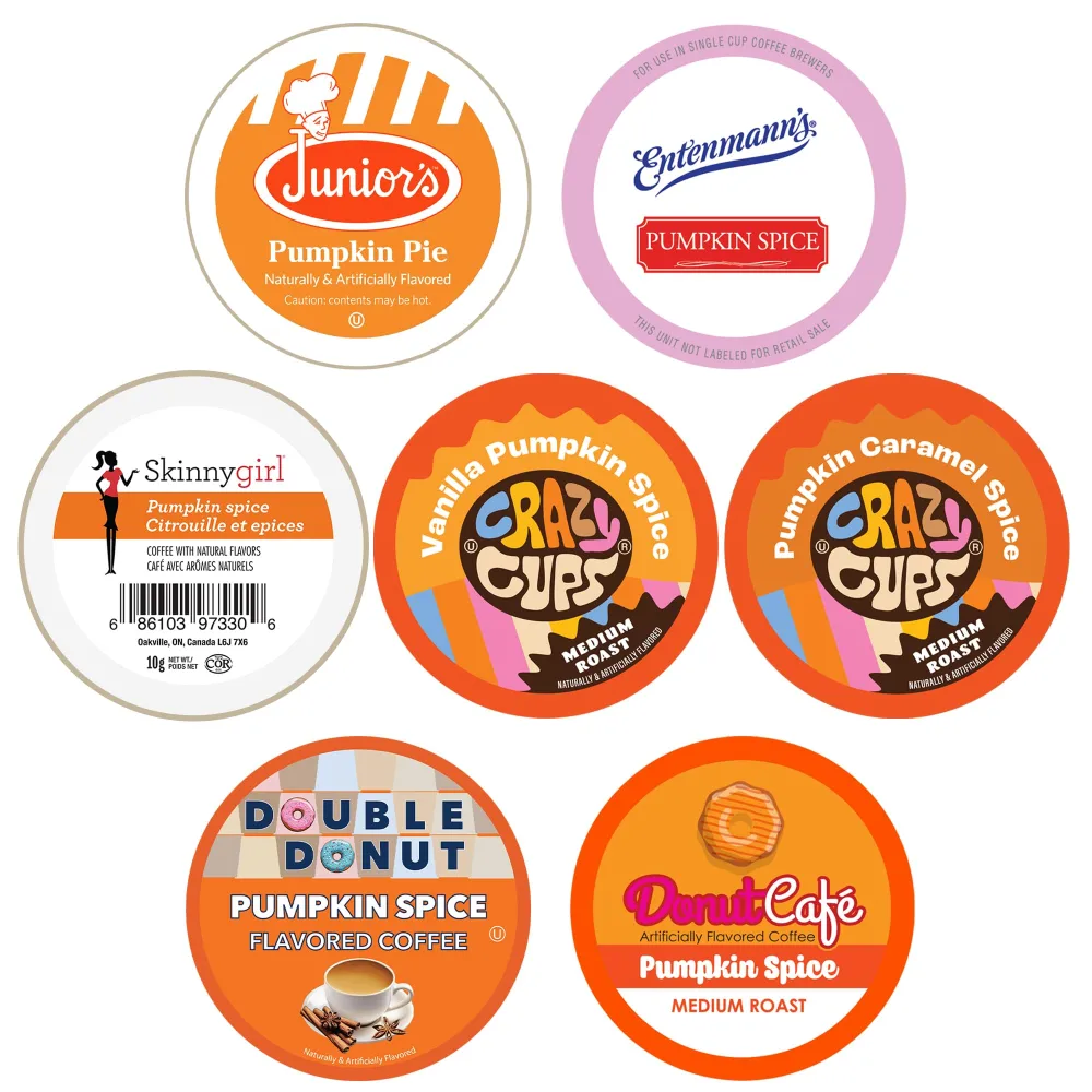 Perfect Samplers Pumpkin Spice Coffee Pods Variety Pack, Medium Roast Coffee for Keurig K Cups Machines, Pumpkin Coffee Pods Sampler, 30 Count