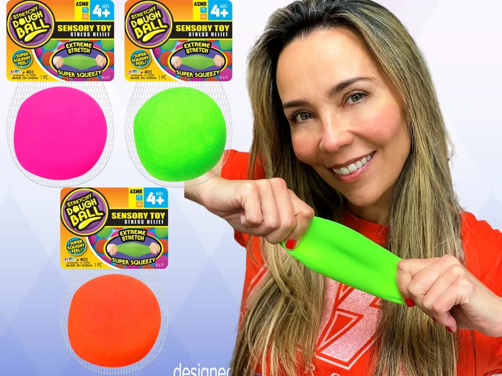 Stretchy Balls Stress Relief (1 Ball) by Fun a Ton | Soft Dough Stress Ball Pull and Stretch. Hand Therapy or Sensory Fidget Toy, Squishy Anxiety Relaxing Toy. | 401-1s