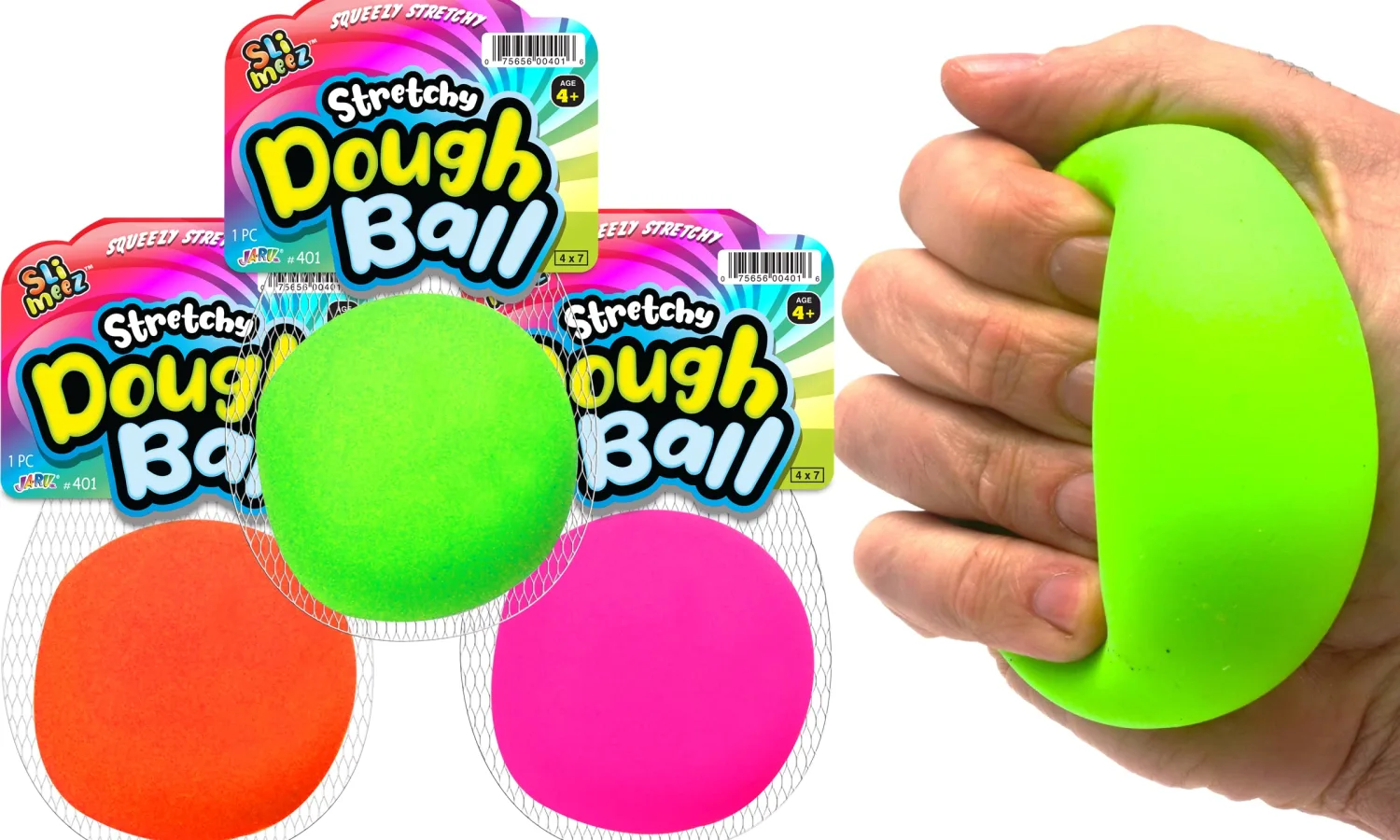 Stretchy Balls Stress Relief (1 Ball) by Fun a Ton | Soft Dough Stress Ball Pull and Stretch. Hand Therapy or Sensory Fidget Toy, Squishy Anxiety Relaxing Toy. | 401-1s