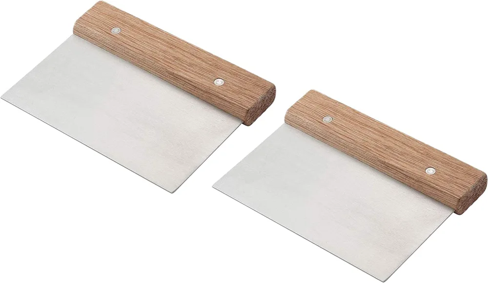 Winware Stainless Steel Dough Scraper with Wood Handle (4, Wood Handle)