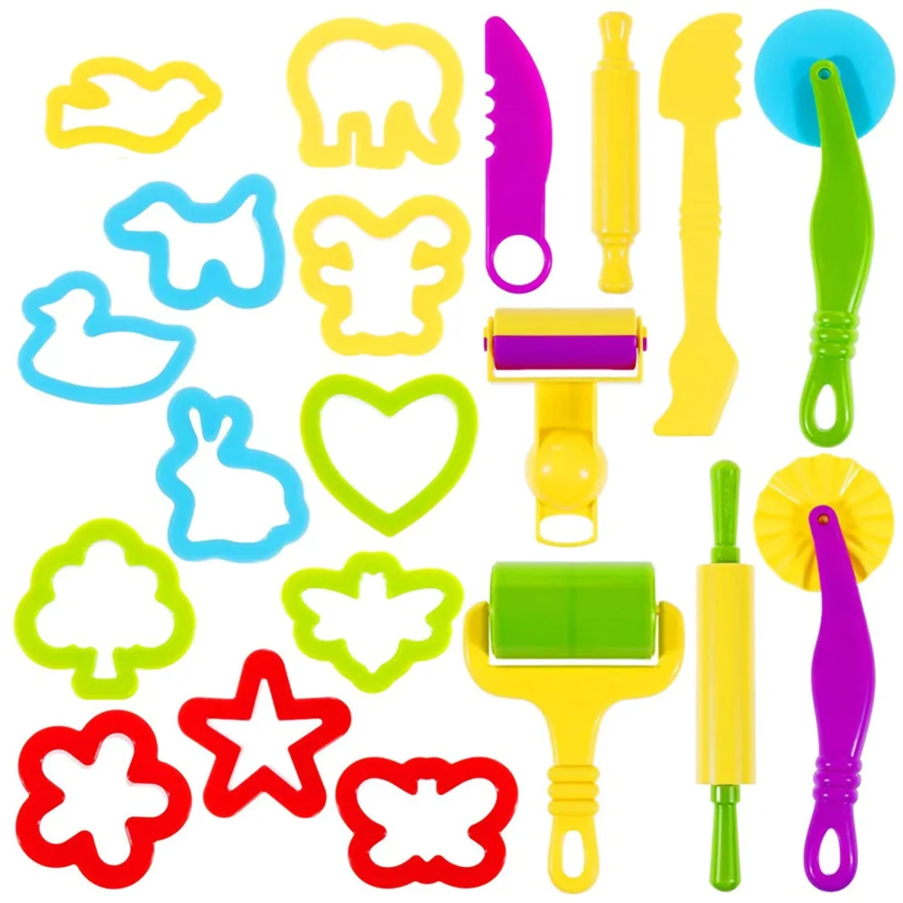 Playdough Tools 20 PCS Play Dough Tools Set for Kids, Various Shape Playdough Cutters and Rollers, Random Color