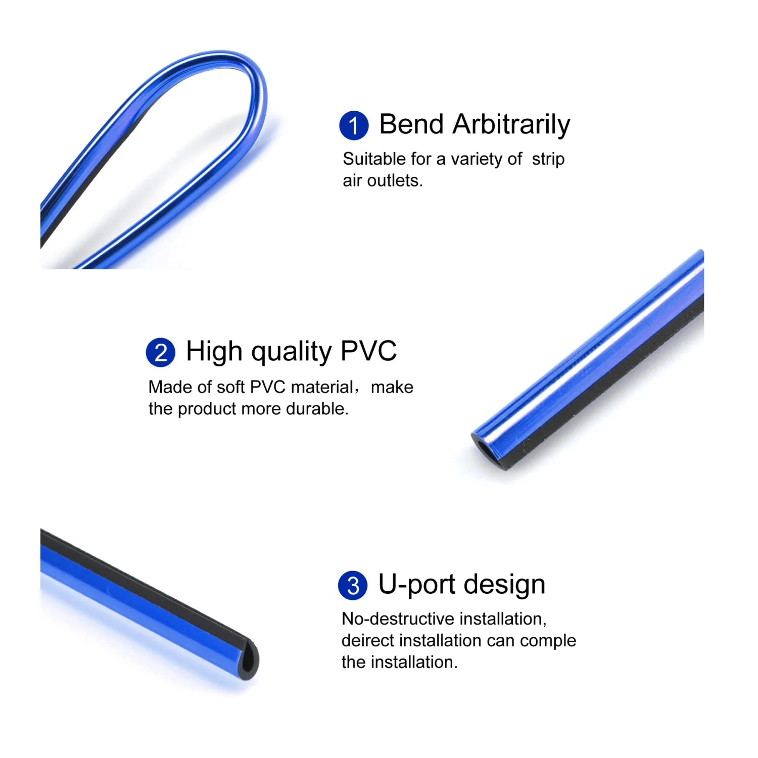SINGARO 20 Pieces Car Air Conditioner Air Outlet Decorative Strips, Bendable DIY Decorative Strips, Universal for Most Air Outlets, Car Interior Accessories (Blue)