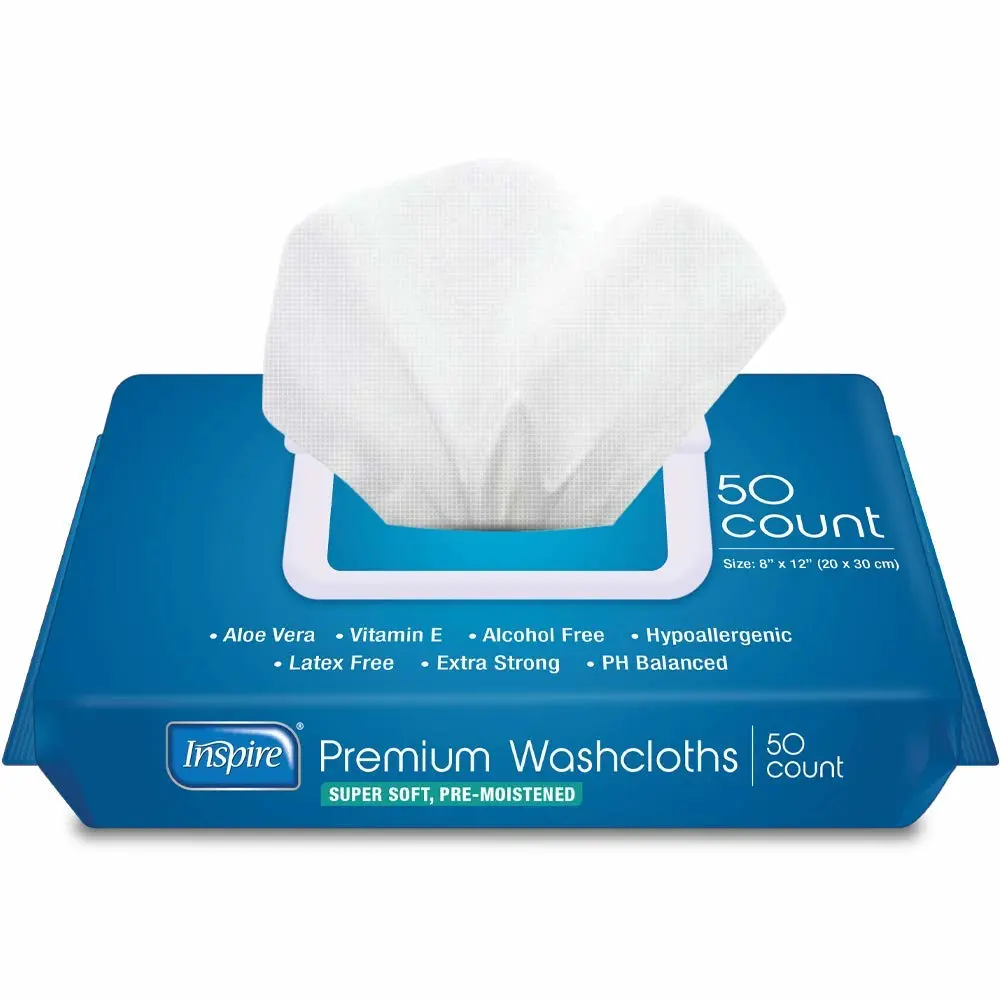 Inspire Adult Wet Wipes, Adult Wash Cloths, Adult Wipes for Incontinence & Cleansing for Elderly, 8"x12" (300 count)