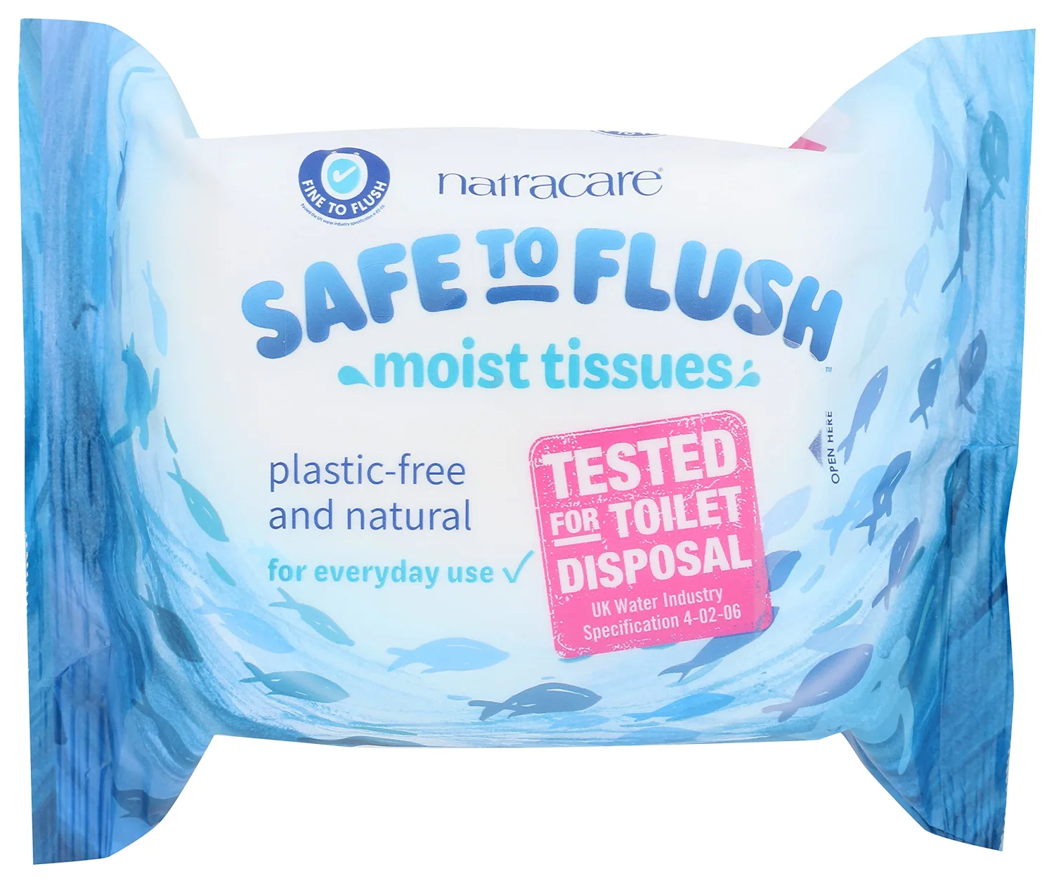 Natracare Safe to Flush Moist Tissues, Made of 100% Paper and an Organic and Natural formula with Aloe Vera and Witch Hazel, Sewer Safe, Flushable Wipes (1 Pack, 30 wipes total)