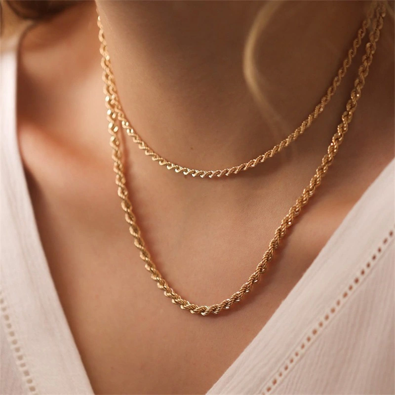 Women's Fashionable Stainless Steel Double Twist Necklace