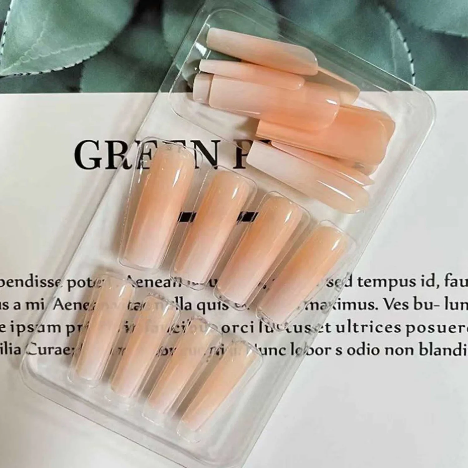 Press on Nails Square Long False Nails Gradient Fake Nails Acrylics Full Cover Tips for Women and Girls 24PCS
