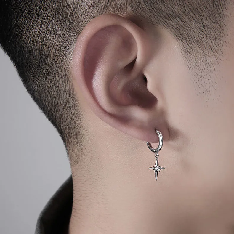 S925 Silver Advanced Sense Trend Individuality Men's Ruffian Handsome Small Crowd Design Sense Earrings