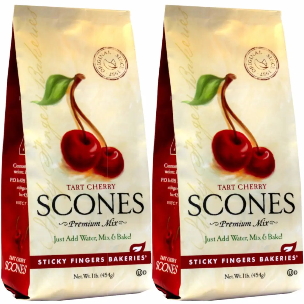 English Scone Mix, Tart Cherries by Sticky Fingers Bakeries – Easy to Make English Scones Fresh Baked, Makes 12 Scones (2pk)