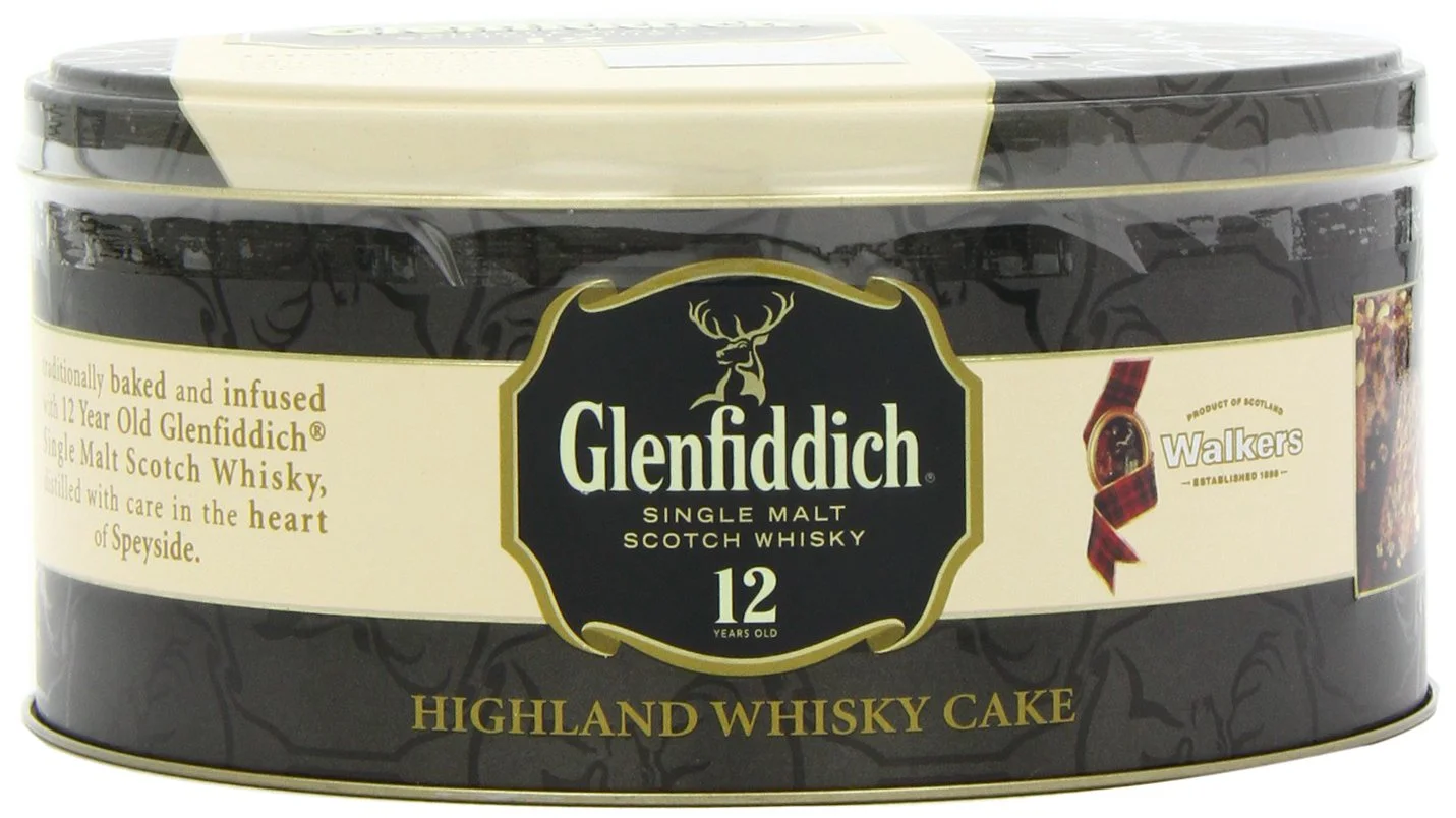 Walker's Shortbread Glenfiddich Highland Holiday Whisky Cake, Luxury Holiday Treat, 28.2 Oz Tin