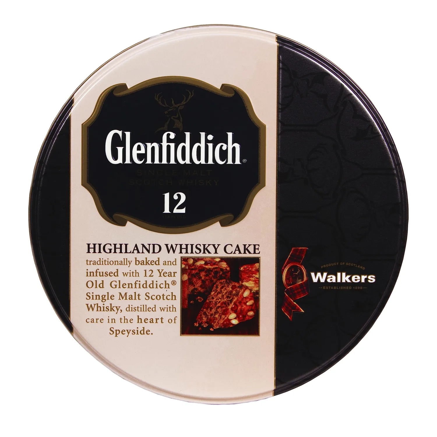 Walker's Shortbread Glenfiddich Highland Holiday Whisky Cake, Luxury Holiday Treat, 28.2 Oz Tin