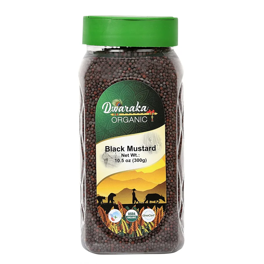 Dwaraka Organic - Black Mustard Seeds, 10.5oz, Healthy, Organic, Non GMO, All Natural