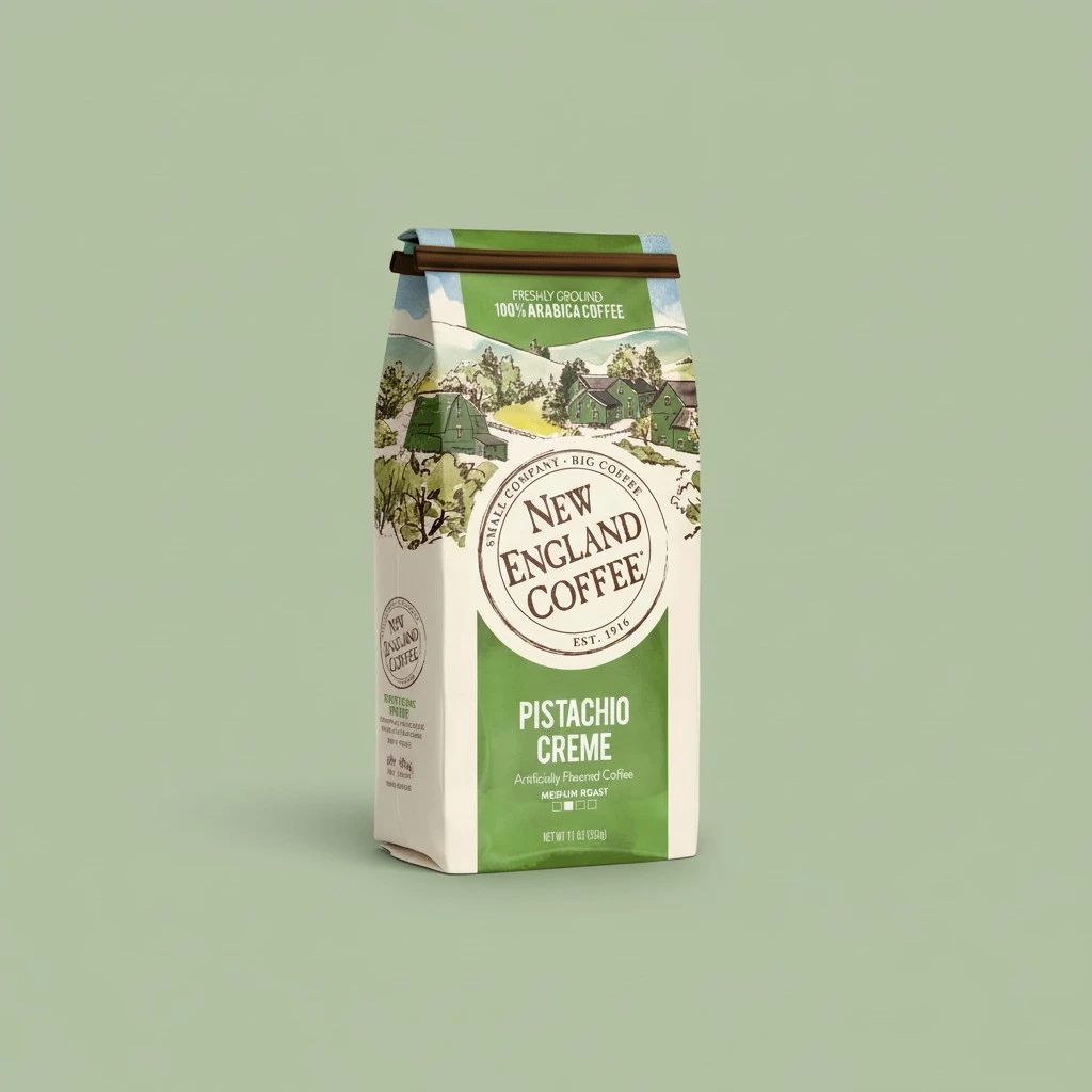 New England Coffee Pistachio Crème Medium Roast Ground Coffee, 11oz Bag (Pack of 1)