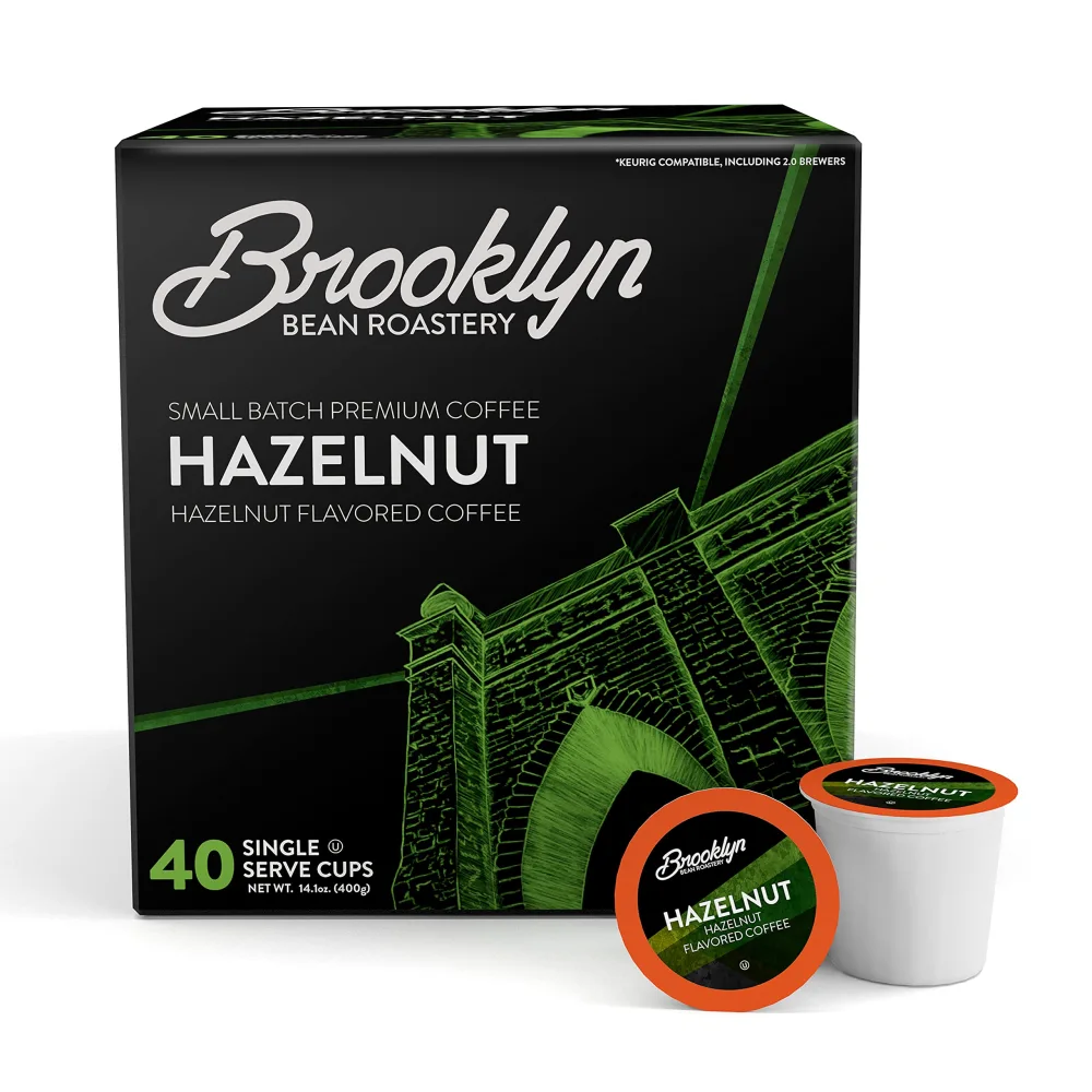 Brooklyn Beans Hazelnut Gourmet Coffee Pods, Compatible with 2.0 Keurig K Cup Brewers, 40 Count (BB HA40)