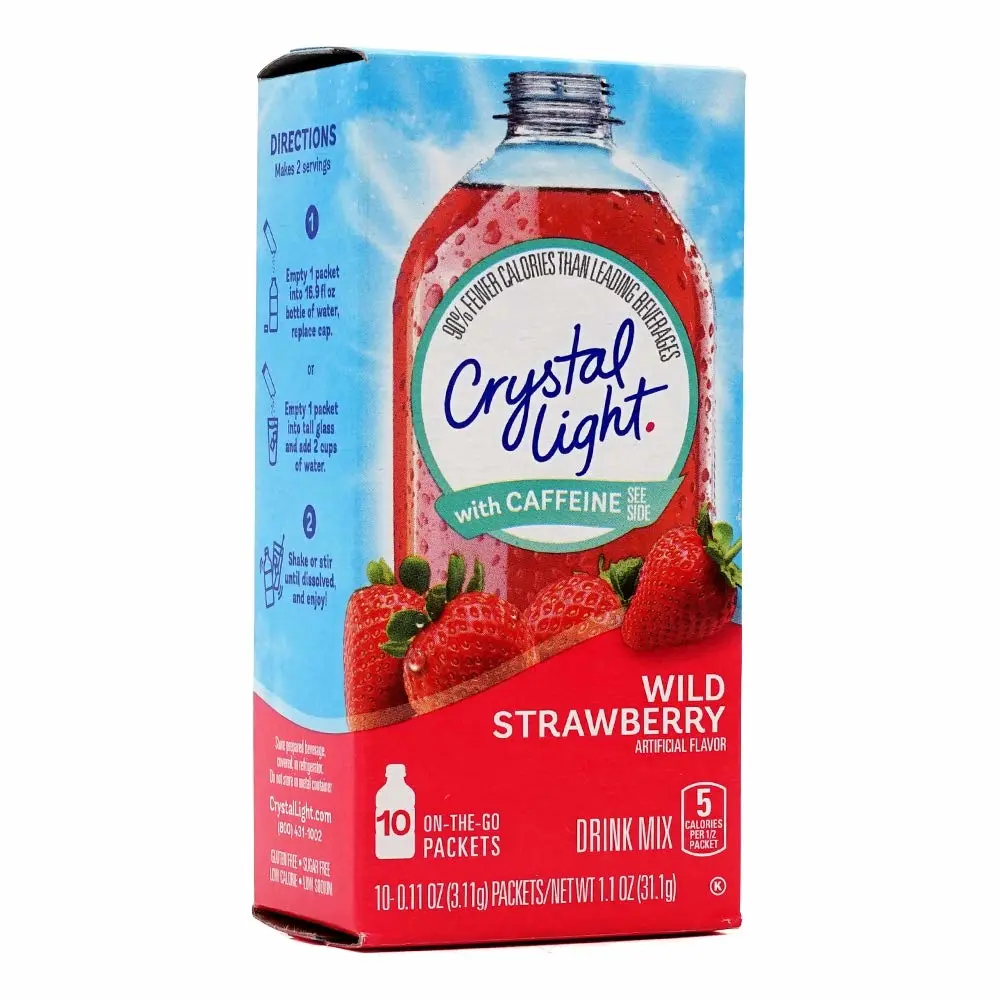 Crystal Light Sugar-Free Wild Strawberry Drink Mix with Caffeine (10 On-the-Go Packets)