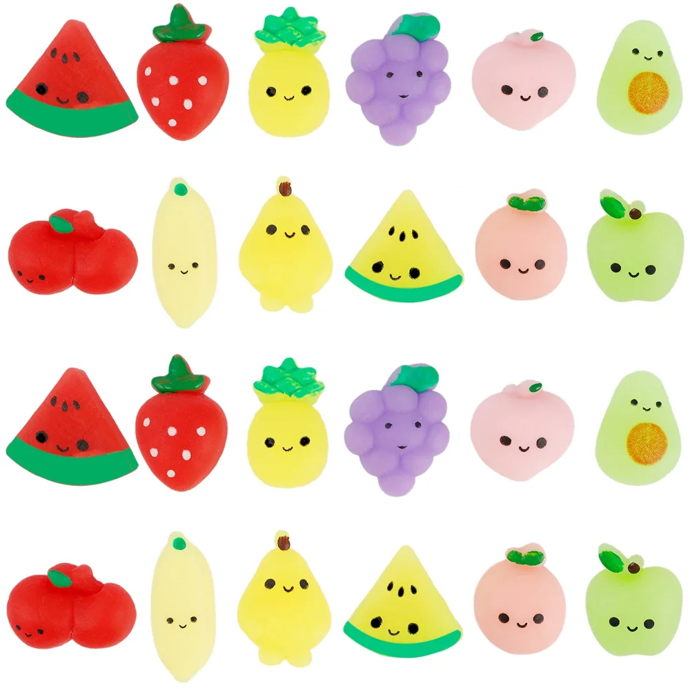 24 Pcs Squishy Toys, Fruits Mochi Squishies, Mini Kawaii Stress Relief Toys Party Favors for Kids Adults Birthday Gifts Classroom Prizes