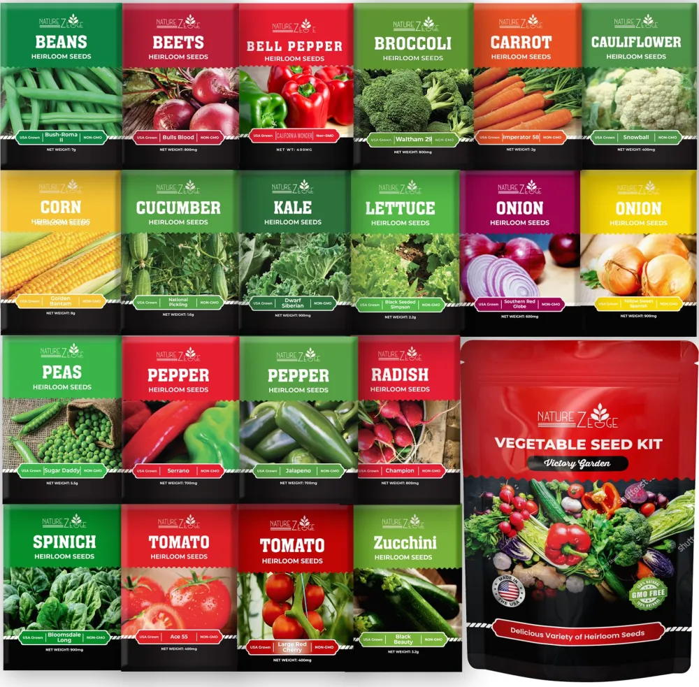 NatureZ Edge, 20 Variety, Survival Seeds for Planting Vegetables and Fruits, Survival Seed Vault, Doomsday Preppers Supplies, Gardening Seeds Variety Pack, Vegetable Seeds for Planting Home Garden…