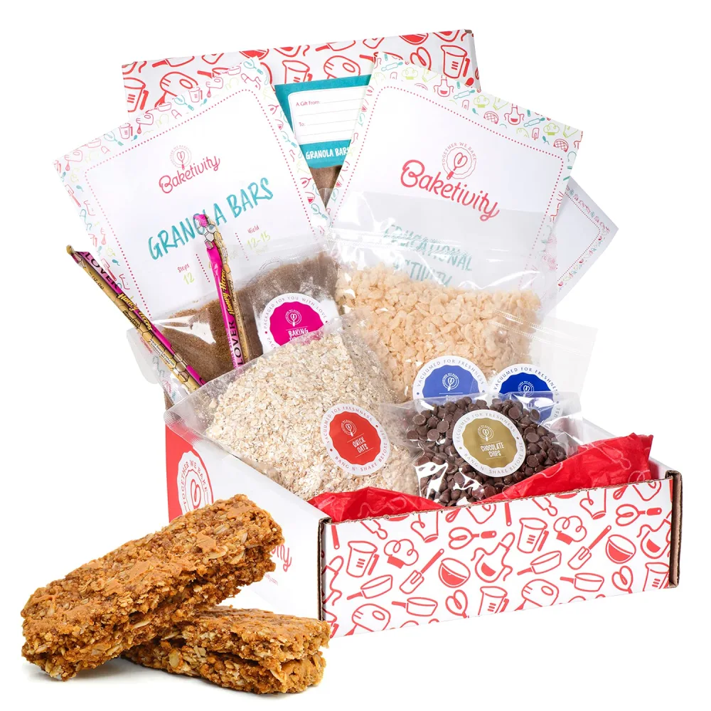 BAKETIVITY Kids Baking DIY Activity Kit - Bake Delicious Healthy Gluten Free Granola Bars with Pre-Measured Ingredients – Best Gift Idea for Boys and Girls Ages 6-12