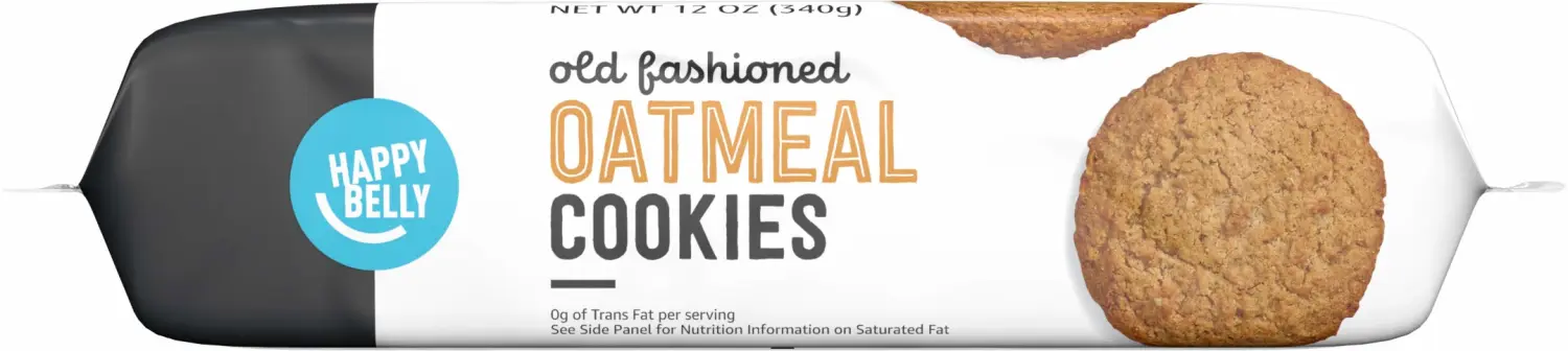 Amazon Brand - Happy Belly Old Fashioned Oatmeal Cookies, 12 Ounce