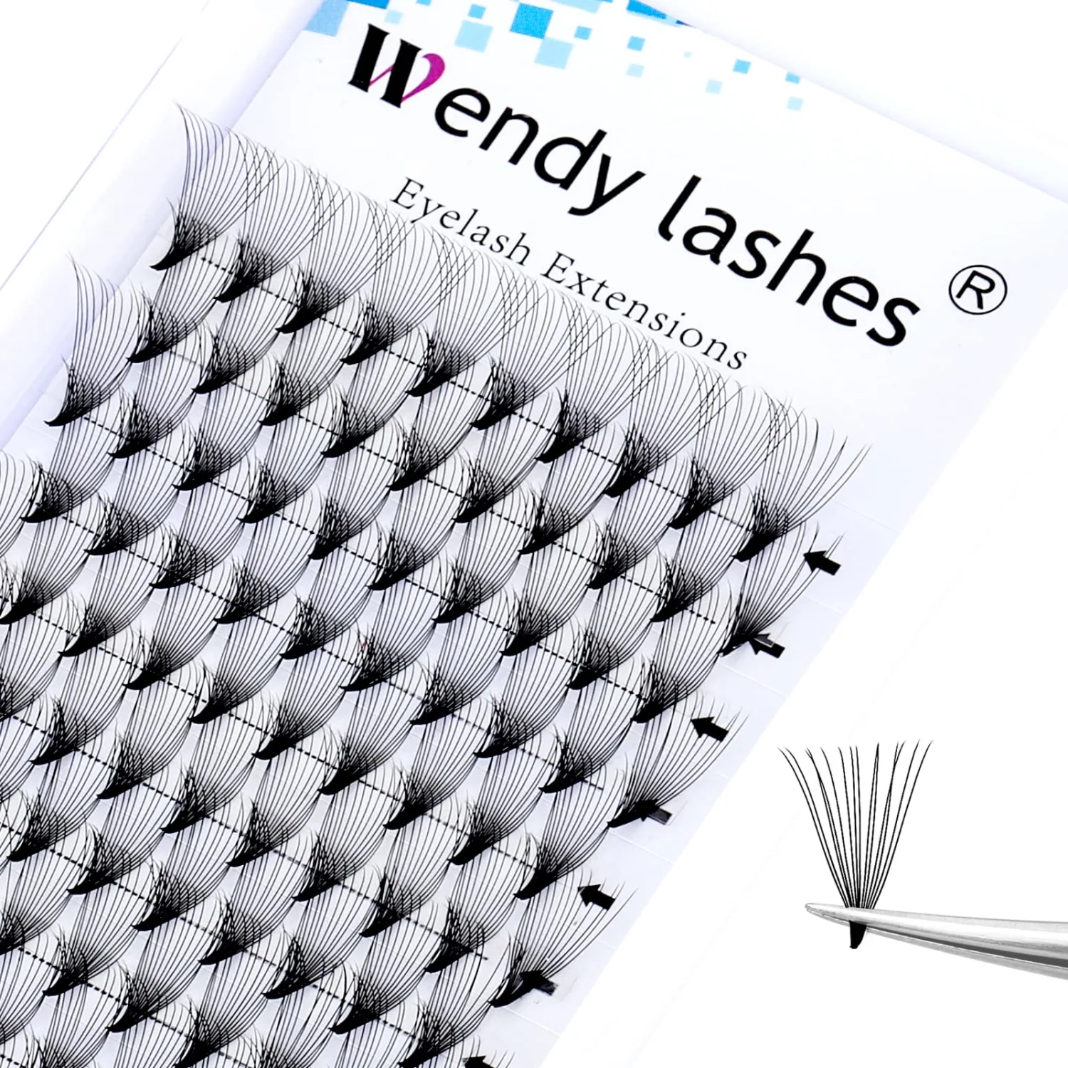 Volume Lash Extensions 14D Premade Fans Eyelash Extensions 0.07mm Thickness C/D Curl Short Stem Premade Volume Eyelash Extensions Pointed Base Fans by WENDY LASHES(14D-0.07-D, 13mm)