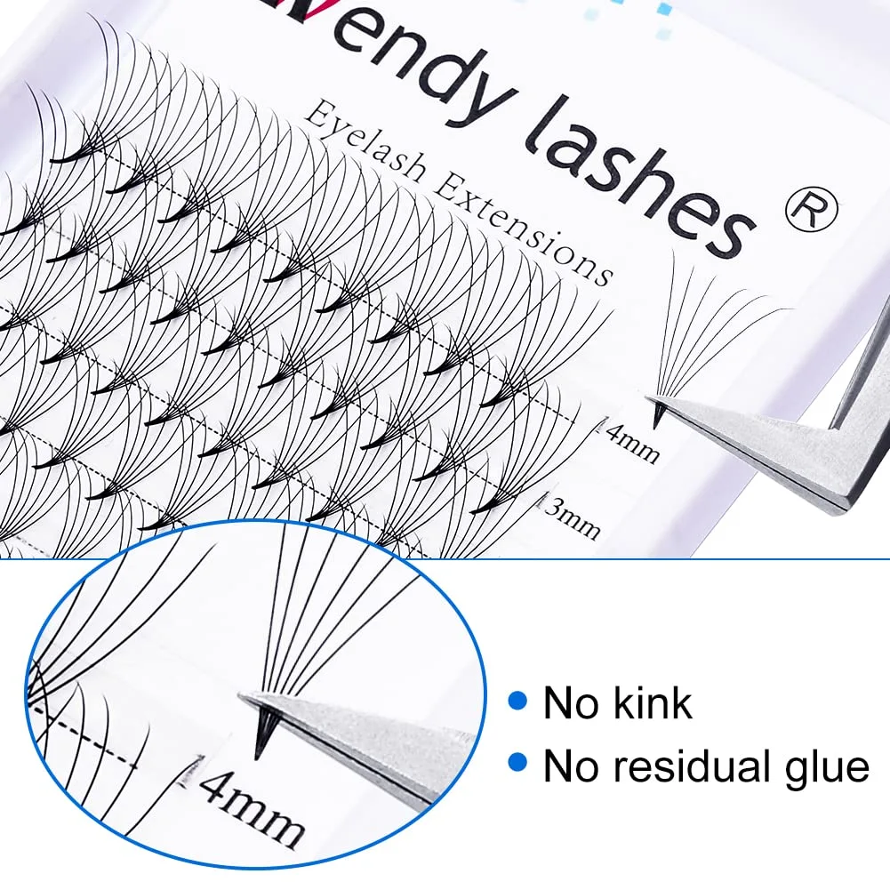 Premade Fans Eyelash Extensions 5D 6D 7D 8D 10D Volume Lash Extensions 0.07mm Thickness Short Stem heat bonded Premade Fans Russian Volume Pre-fanned Lash Extensions(6D-0.07-C, 8-14mm Mixed Tray)