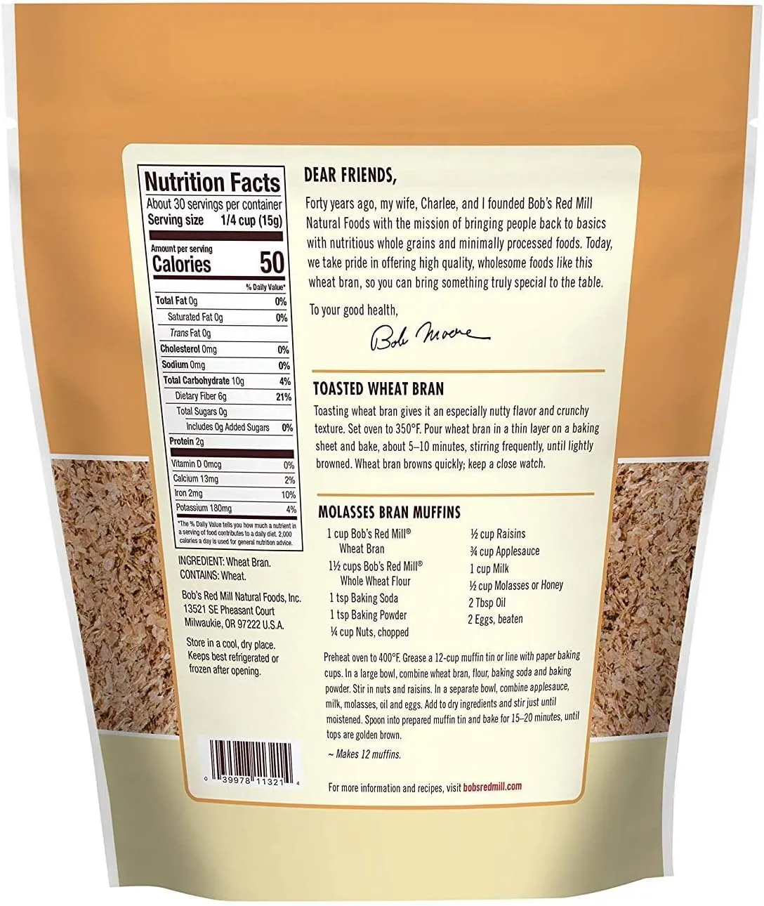 Bob's Red Mill Wheat Bran, 16 Oz