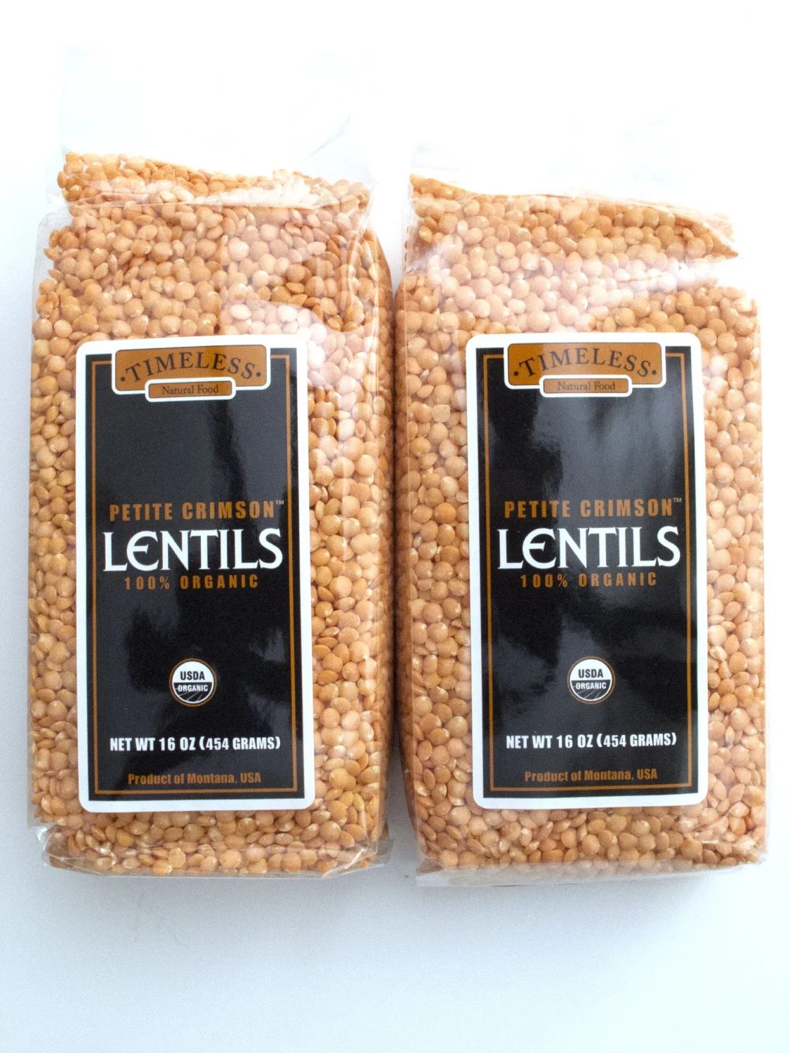 Certified 100% Organic Petite Crimson Lentils Montana Pack of 2 454 g 16 oz each