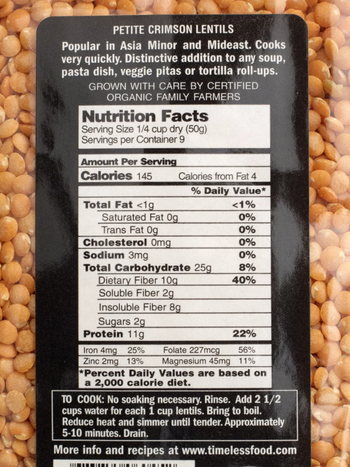 Certified 100% Organic Petite Crimson Lentils Montana Pack of 2 454 g 16 oz each