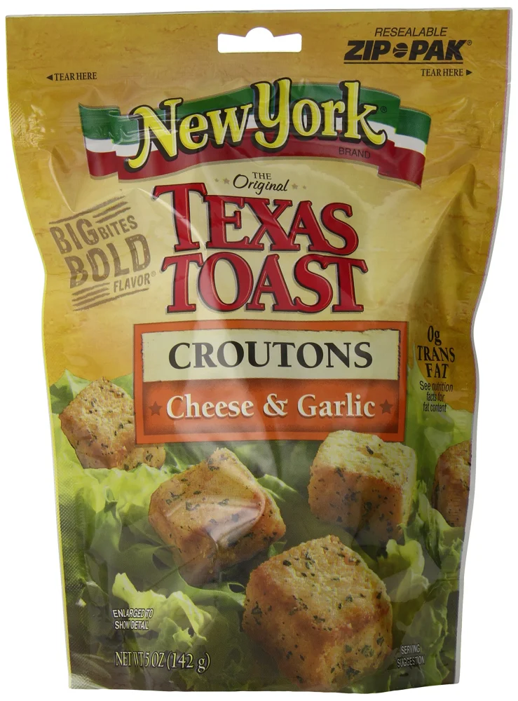 New York Texas Toast Croutons Cheese & Garlic, 5-Ounce Bags (Pack of 12)