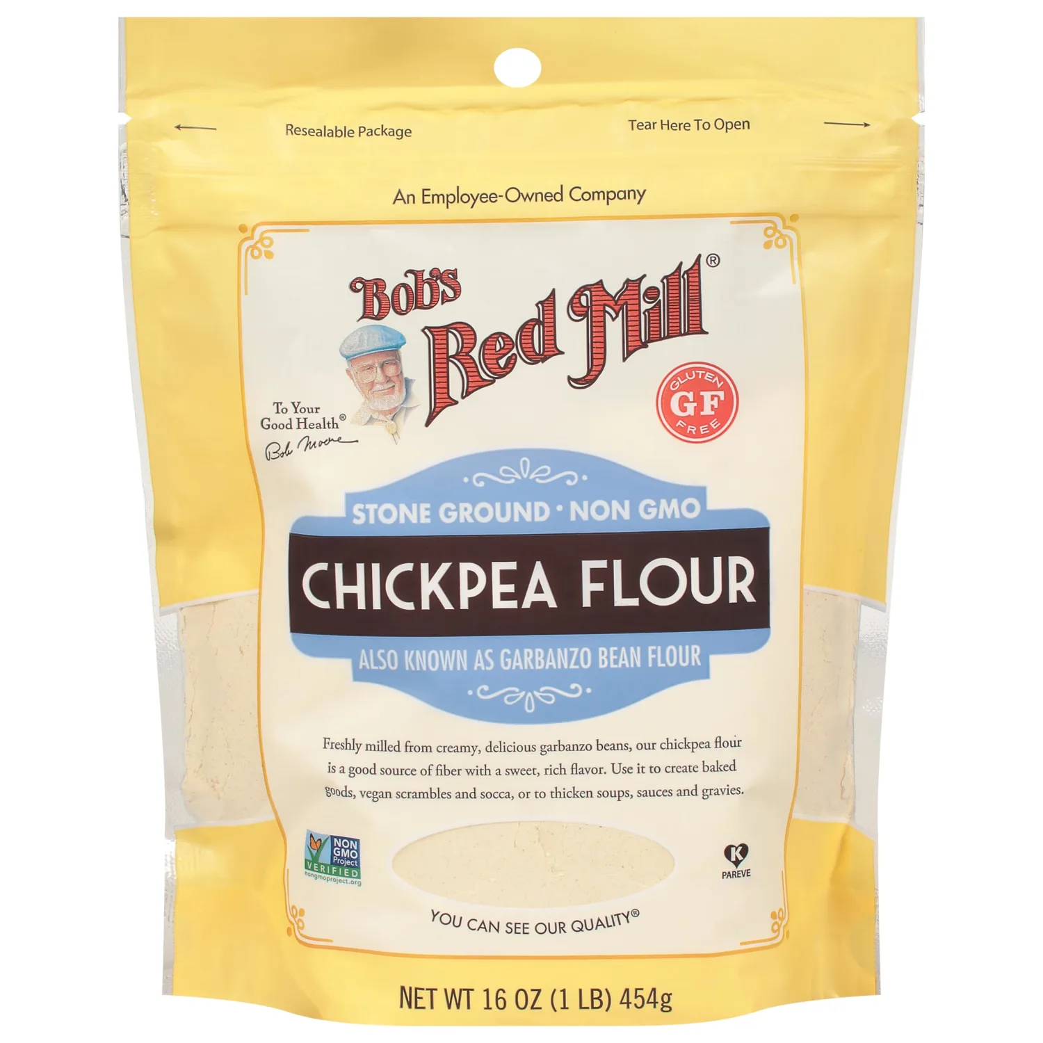 Bob's Red Mill Chickpea Flour, 16oz (Pack of 1) - Non GMO, Gluten Free, Vegan, Keto Friendly Friendly, Kosher
