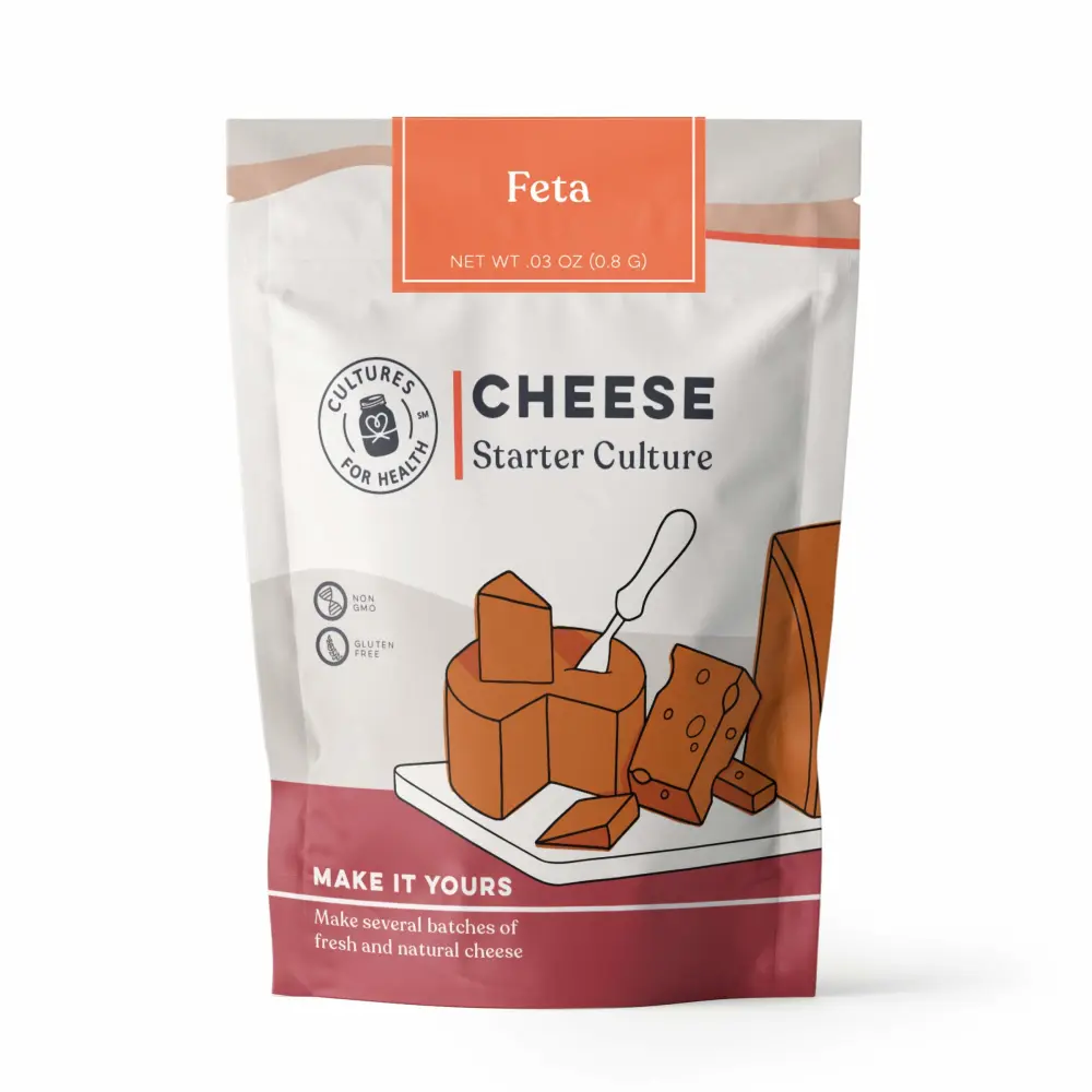 Cultures for Health Feta Cheese Starter | 4 Packets Mesophilic Powdered Active Cultures | Gluten Free Non-GMO Fresh Cheese | Beginner Friendly Artisan Cheesemaking | Make with Sheep, Cow, or Goat Milk