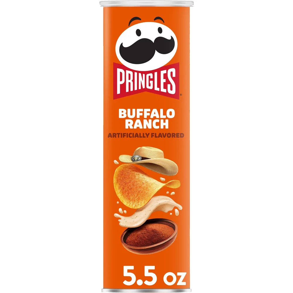 Pringles Potato Crisps Chips, Buffalo Ranch Flavored, 5.5 oz Can