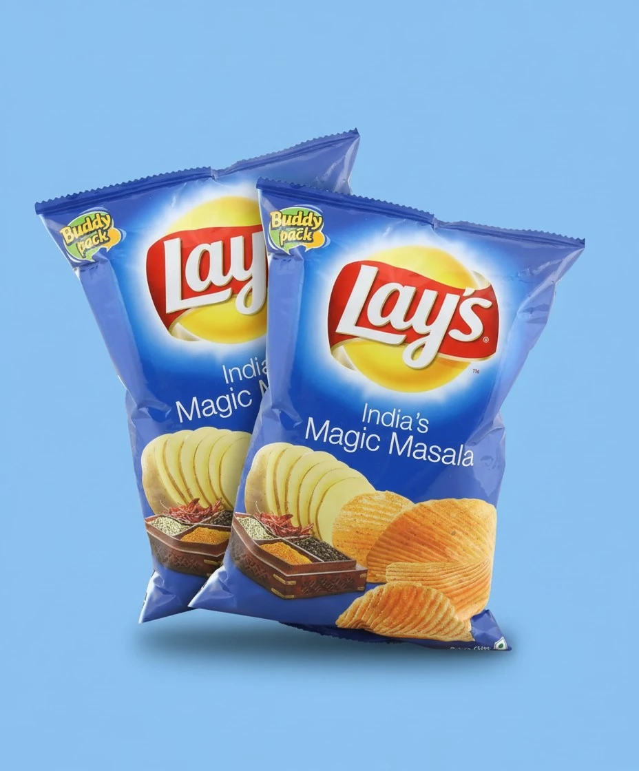 Lays Potato Chips - India's Magic Masala, 52 grams (1.83 oz) (Pack of 2) - India - Vegetarian