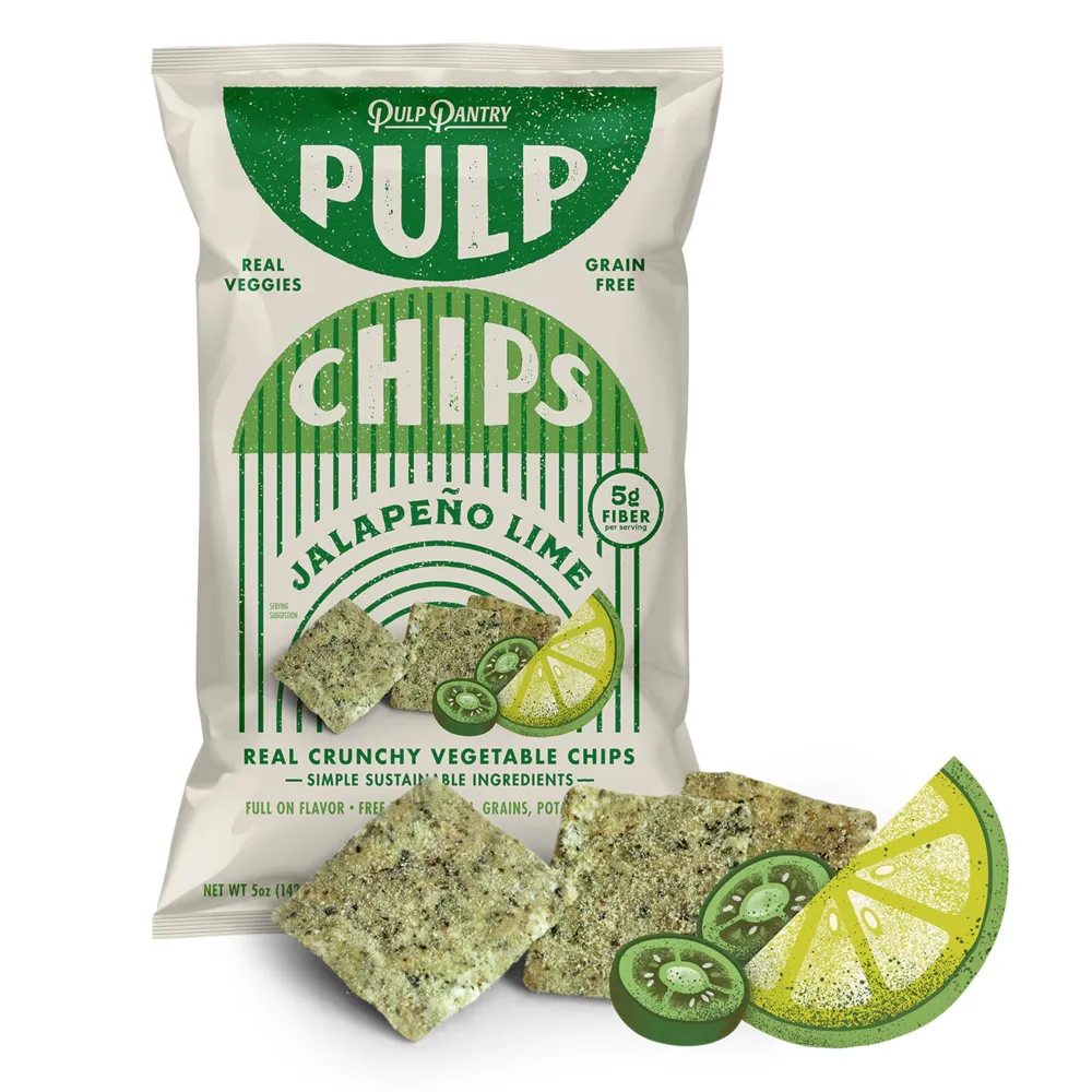 Pulp Pantry Veggie Tortilla Chips, Gluten, Potato and Corn Free, Delicious Snack Food, Seen On Shark Tank! (Jalepeno Lime, Pack of 1)