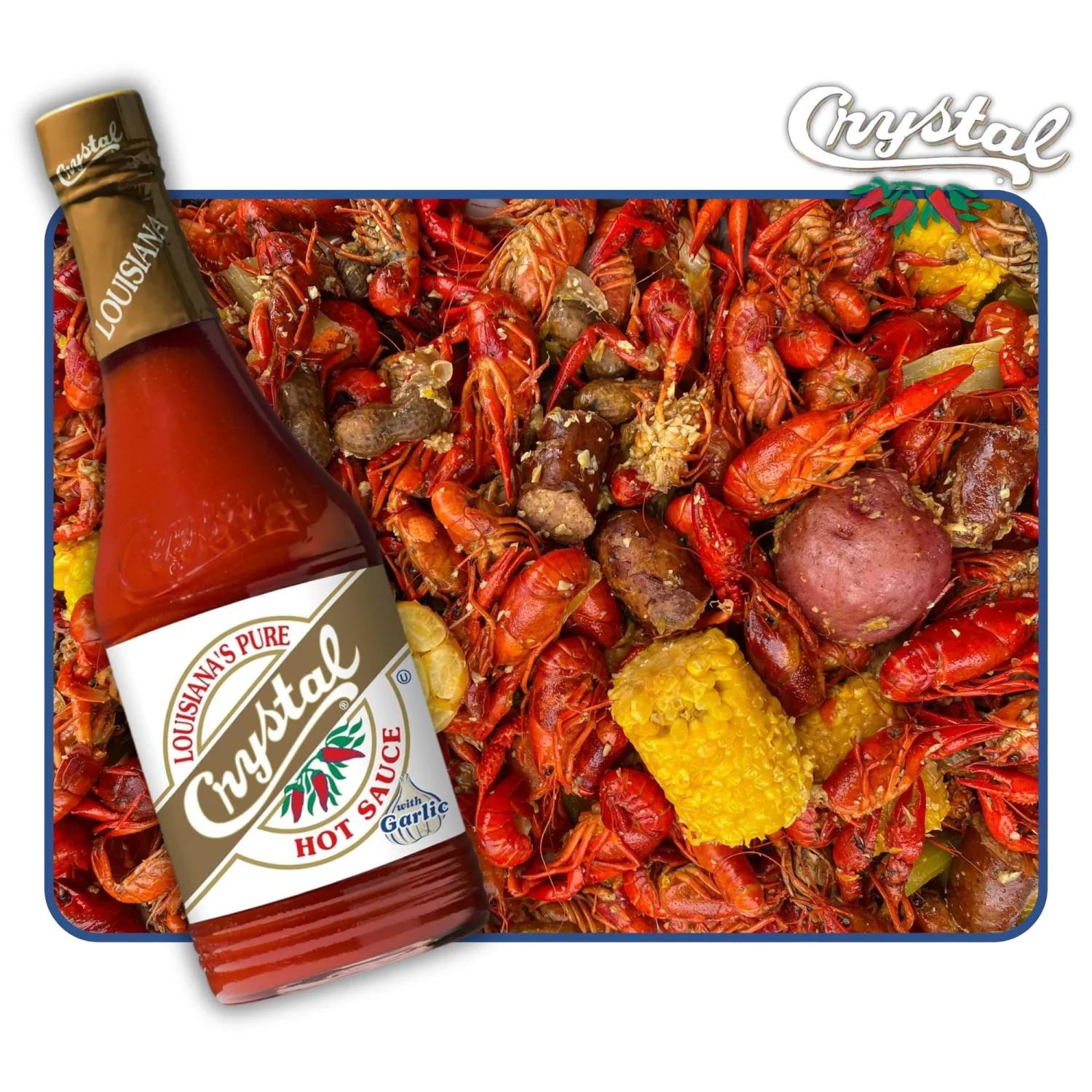 Crystal Louisiana's Pure Hot Sauce with Garlic, 12 Ounce, Aged Cayenne Peppers, Medium Heat, Flavor Gumbo to Bloody Mary's