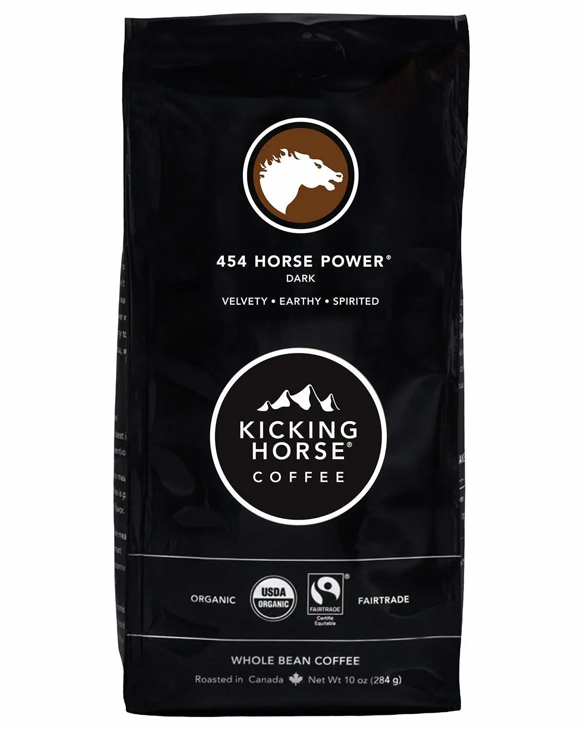 Kicking Horse Coffee, 454 Horse Power, Dark Roast, Whole Bean, 10 oz - Certified Organic, Fairtrade, Kosher Coffee 10 Ounce (Pack of 6)
