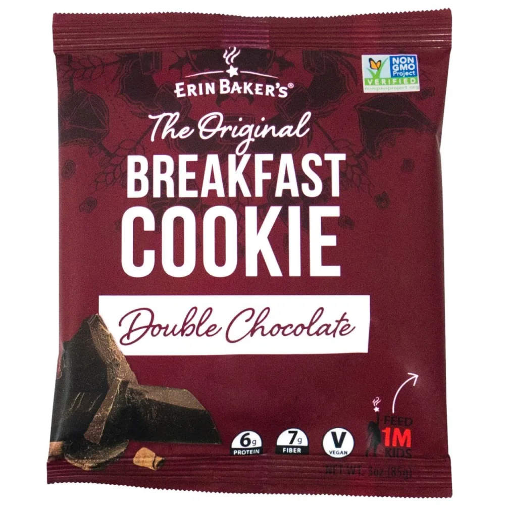 Erin Baker's Breakfast Cookies - Double Chocolate, Healthy Snack, Whole Grain, Non-GMO - 3-ounce, 12-Pack - 90007