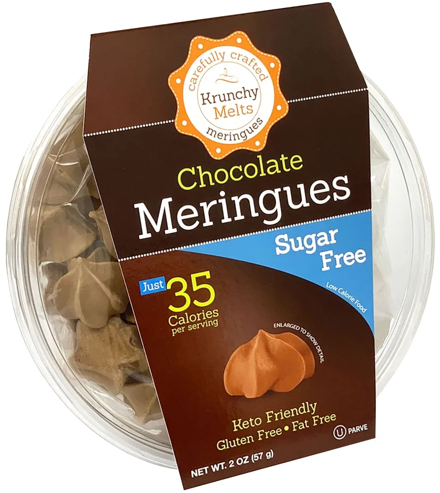 Krunchy Melts - Sugar Free Meringues - Chocolate Flavor - 2 Oz Tub