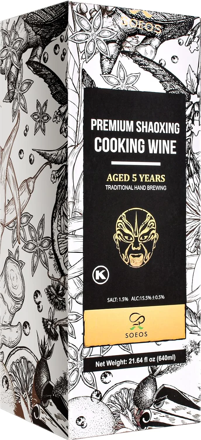 Soeos Cooking Wine,Shaoxing Rice Wine,Chinese Cooking Wine,Rice Cooking Wine,Shaoxing Wine Chinese Cooking Wine,Shao Hsing Rice Wine,21.64 fl oz (640 ml),1 Packs,Premium 5 Year Aged Cooking Wine
