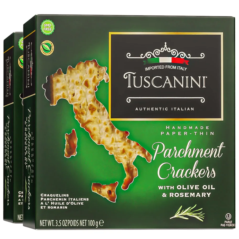 Tuscanini parchment Crackers, Olive Oil and Rosemary 3.5oz (2 Pack)