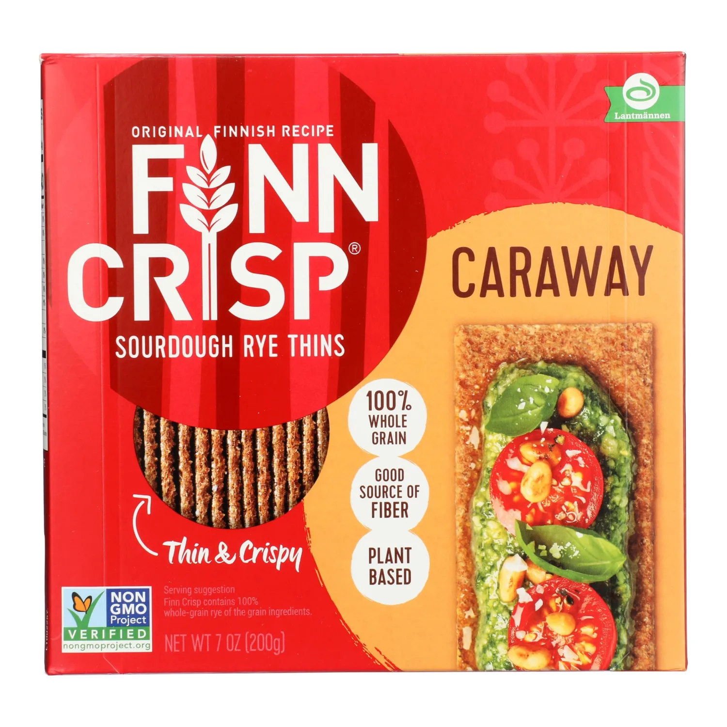Finn Crisp Caraway Sourdough Rye Thins, Caraway Crispbread, 7 Ounce Boxes (Pack of 9)