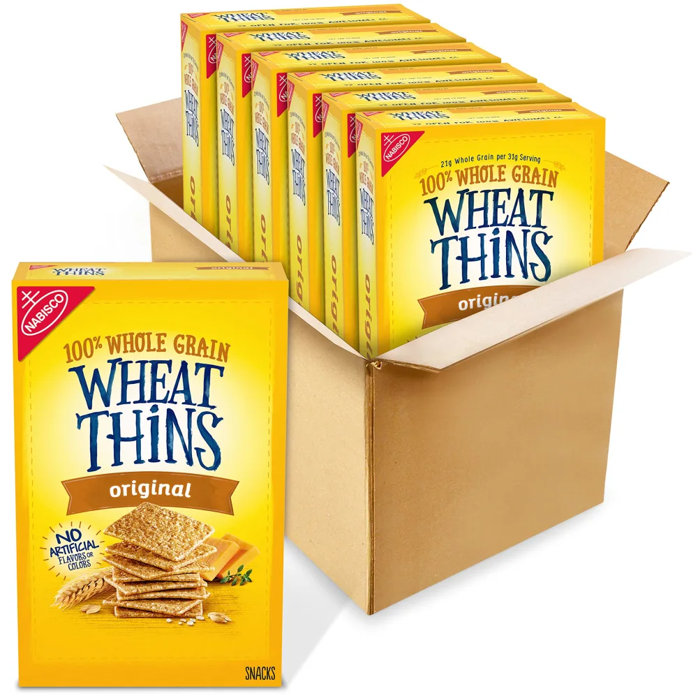 Wheat Thins Original Snacks, Whole Grain Wheat Crackers, Bulk Snack Crackers, 6-8.5 oz Boxes