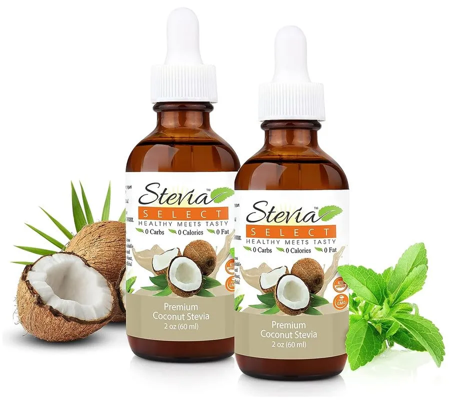 Stevia Select Coconut Pure Stevia Extract - Liquid Zero Calorie Sweetener - All Natural Liquid Stevia Extract Sweetener Liquid - Keto Sugar Stevia Liquid - Keto Sweetener & Sugar Alternative 2 Oz (2 Pack)