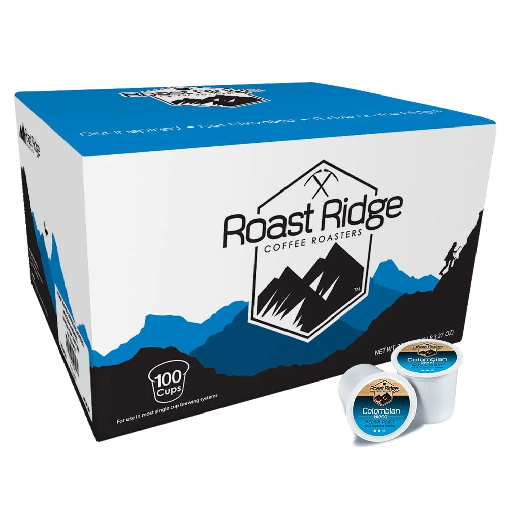 Roast Ridge Single Serve Coffee Pods, for Keurig K-Cup Brewers, Colombian Blend, Medium Roast, 100 Count