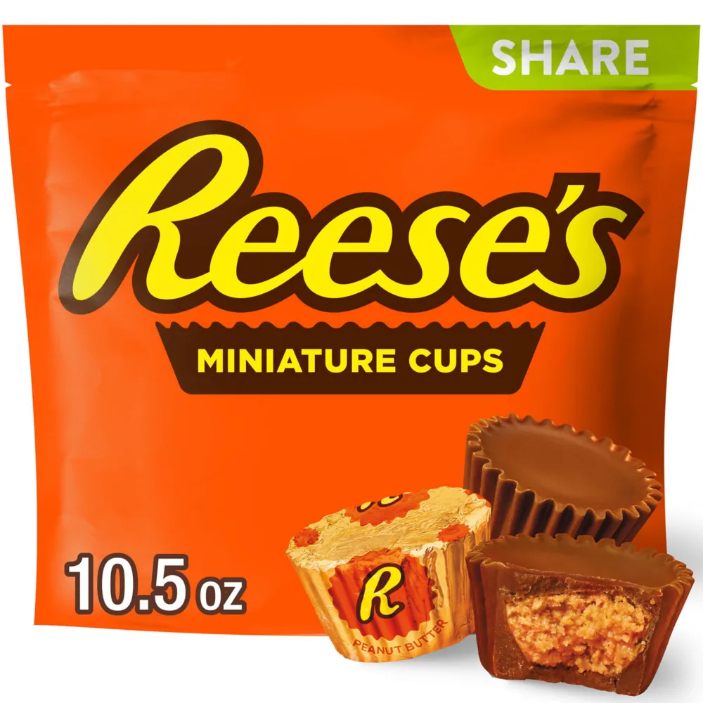 REESE'S Miniatures Milk Chocolate Peanut Butter Cups, Halloween Candy Share Pack, 10.5 oz