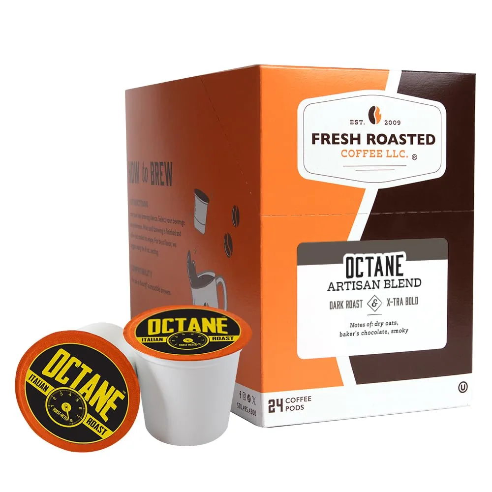 Fresh Roasted Coffee, Octane Italian Roast, Dark, Kosher, K-Cup Compatible, 24 Pods