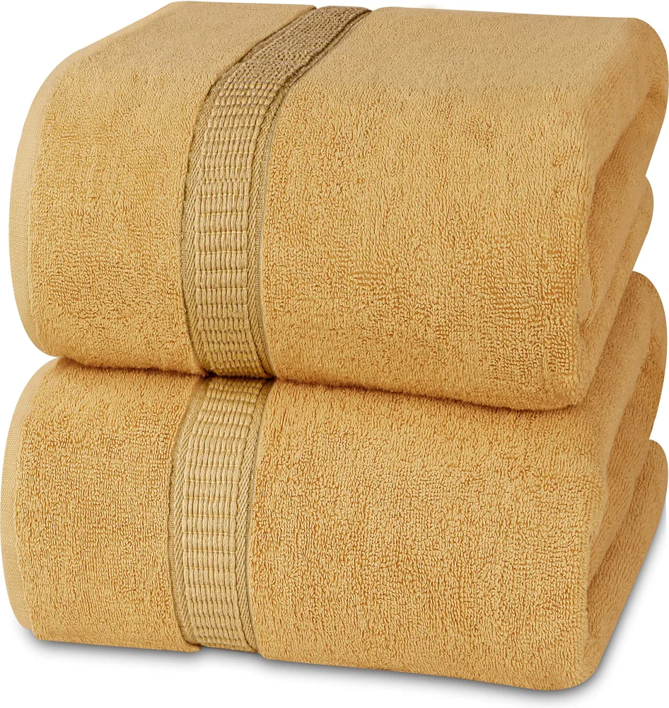 Utopia Towels - Luxurious Jumbo Bath Sheet 2 Piece - 600 GSM (35X70 Inches) 100% Ring Spun Cotton - Highly Absorbent and Quick Dry Extra Large Bath Towel - Super Soft Hotel Quality Towel (Beige)