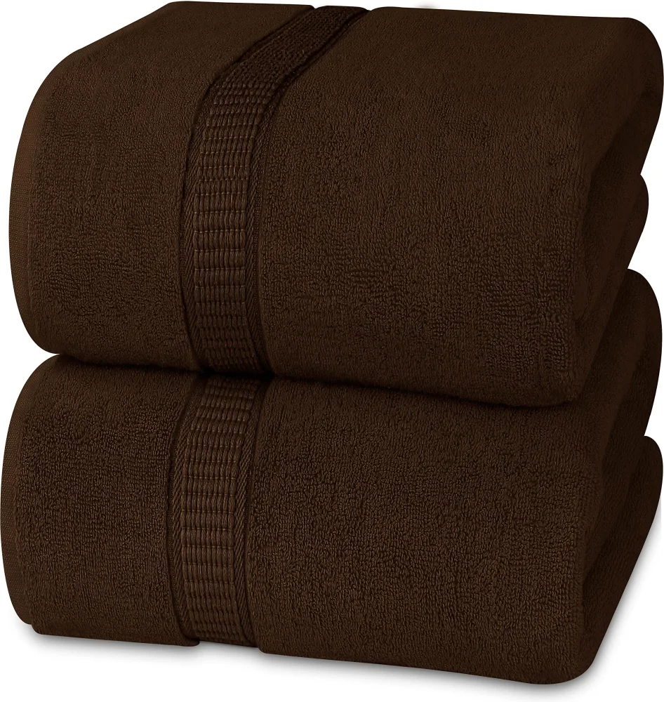 Utopia Towels - Luxurious Jumbo Bath Sheet 2 Piece - 600 GSM (35X70 Inches) 100% Ring Spun Cotton - Highly Absorbent and Quick Dry Extra Large Bath Towel - Super Soft Hotel Quality Towel (Dark Brown)