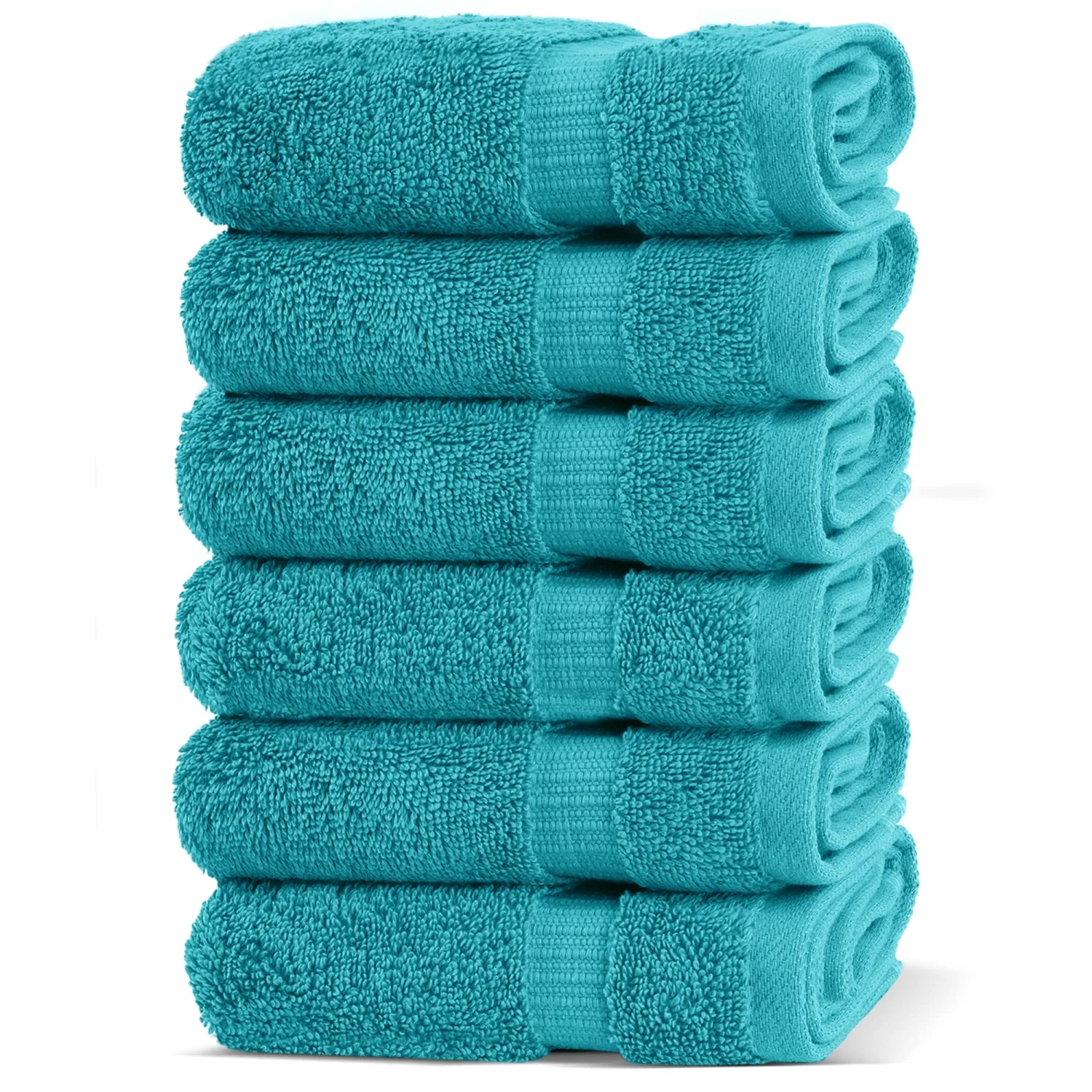 Chakir Turkish Linens 100% Cotton Premium Turkish Towels for Bathroom | 13'' x 13'' (6-Piece Washcloth, Aqua)