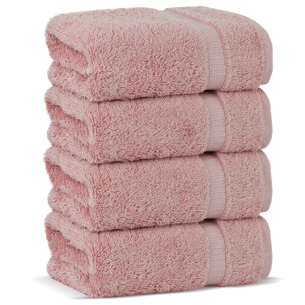 Chakir Turkish Linens 100% Cotton Premium Turkish Towels for Bathroom | 16'' x 30'' (4-Piece Hand Towel, Pink)